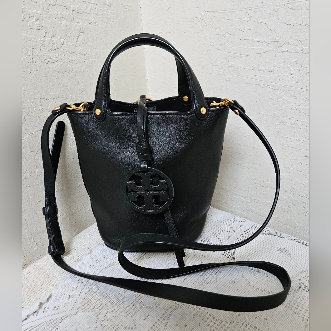 Tory Burch Black Small Bucket Handbag Shoulder Crossbody Bag